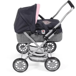 BAYER CHIC 2000 Mini Knuffel Kinderwagen SMARTY Melange Grijs-navy -SpeelgoedKorting Winkel bayer chic 2000 mini knuffel kinderwagen smarty melange grijs navy a355155 1