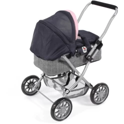 BAYER CHIC 2000 Mini Knuffel Kinderwagen SMARTY Melange Grijs-navy -SpeelgoedKorting Winkel bayer chic 2000 mini knuffel kinderwagen smarty melange grijs navy a355155 2