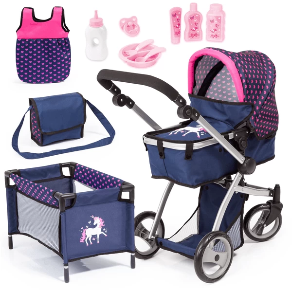 bayer Design Combinatie poppenwagen Mega Set, blauw met hartjes en eenhoorn Bayer Design Combinatie Poppenwagen Mega Set, Blauw Met Hartjes En Eenhoorn -SpeelgoedKorting Winkel bayer design combinatie poppenwagen mega set blauw met hartjes en eenhoorn a295797