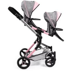 Bayer Design Twin Neo Poppenwagen Grijs/roze, Met Vlinder 3 Bayer Design Twin Neo Poppenwagen Grijs/roze, Met Vlinder -SpeelgoedKorting Winkel bayer design twin neo poppenwagen grijs roze met vlinder a313430 3