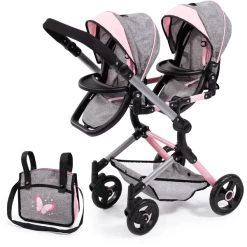 Bayer Design Twin Neo Poppenwagen Grijs/roze, Met Vlinder 4 Bayer Design Twin Neo Poppenwagen Grijs/roze, Met Vlinder -SpeelgoedKorting Winkel bayer design twin neo poppenwagen grijs roze met vlinder a313430 4