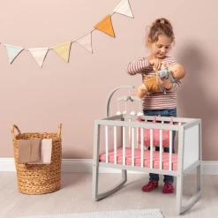 MUSTERKIND ® Poppenwieg Viola Grijs/wit/oud Roze -SpeelgoedKorting Winkel musterkind poppenwieg viola grijs wit oud roze a326743 2