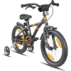 PROMETHEUS BICYCLES ® Kinderfiets 16", Zwart Mat Orange Met Zijwieltjes