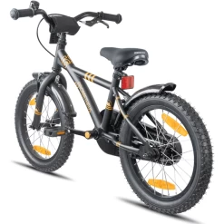 PROMETHEUS BICYCLES ® Kinderfiets 16", Zwart Mat Orange Met Zijwieltjes -SpeelgoedKorting Winkel prometheus bicycles kinderfiets 16 zwart mat orange met zijwieltjes a376051 2