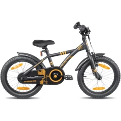 PROMETHEUS BICYCLES ® Kinderfiets 16", Zwart Mat Orange Met Zijwieltjes -SpeelgoedKorting Winkel prometheus bicycles kinderfiets 16 zwart mat orange met zijwieltjes a376051 4